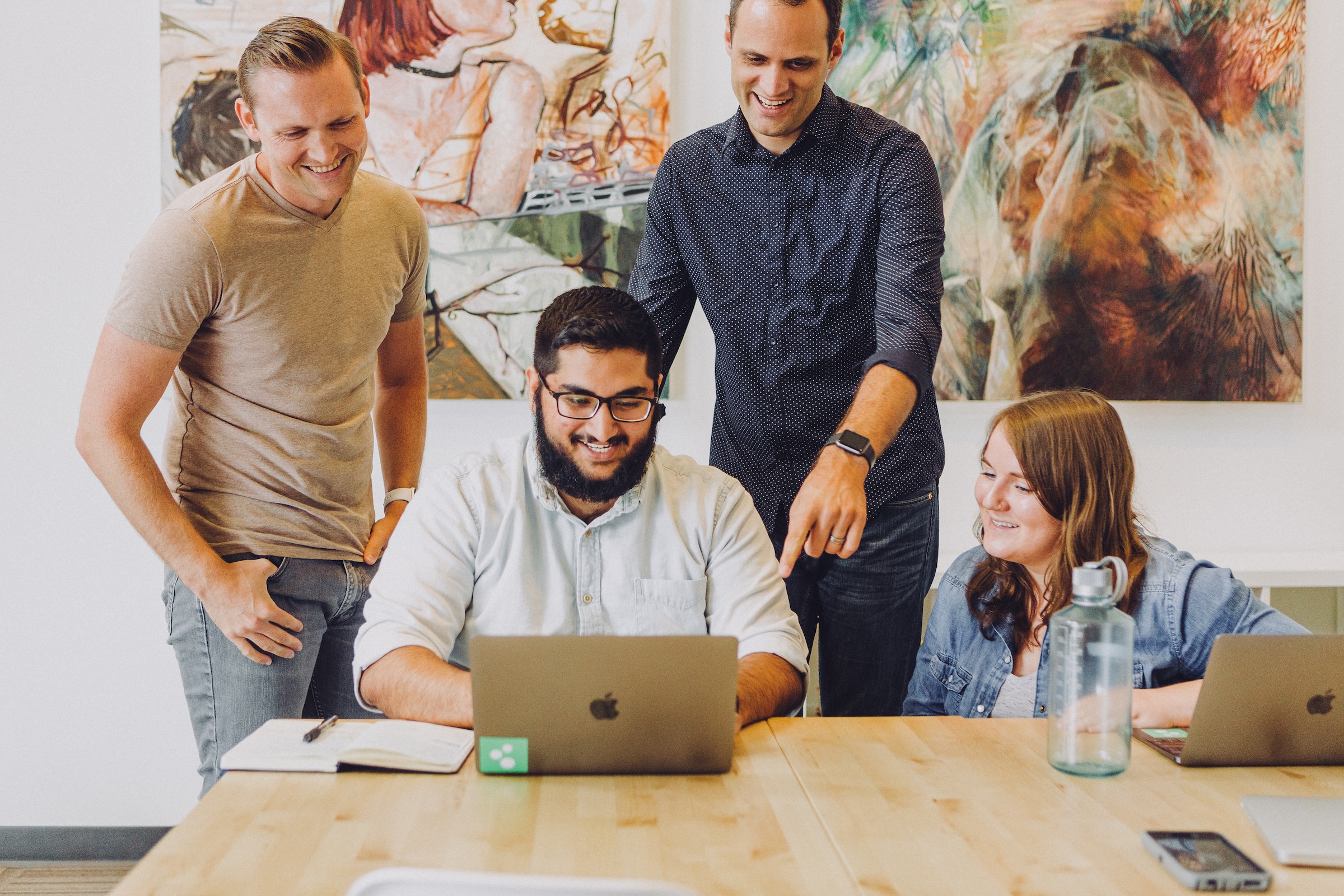 A team of office workers collaborating.